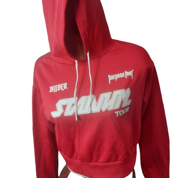 Women's Justin Bieber Cropped Tour Hoodie Size Small Good Condition 30$ - Small - Picture 1 of 5